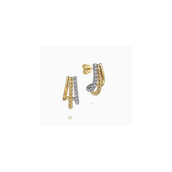 14K Yellow Gold Diamond "J" Hoop Earrings Tom Cook Jeweler, Inc. Daytona Beach, FL