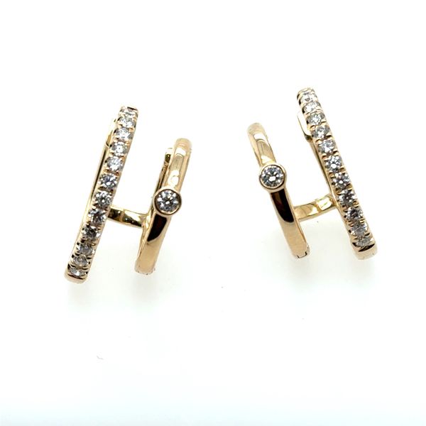 14K Yellow Gold Double Hoop Diamond Earrings Tom Cook Jeweler, Inc. Daytona Beach, FL
