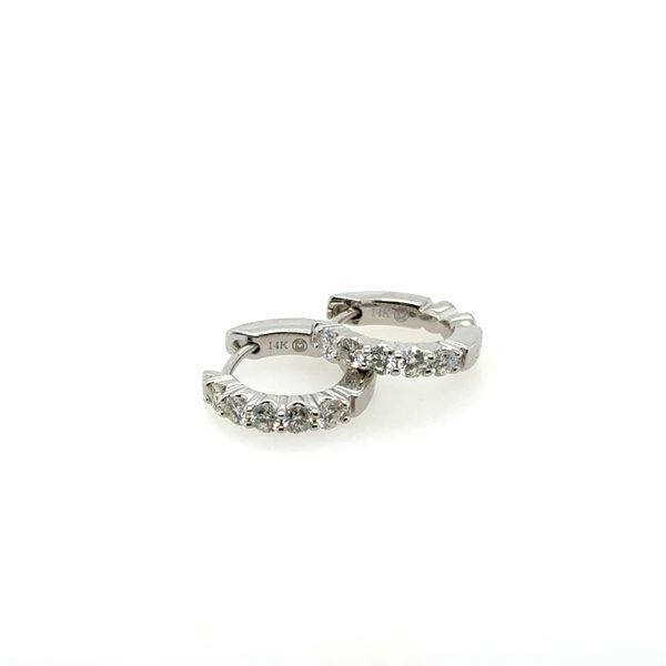 14K White Gold Diamond Huggie Hoop Earrings Tom Cook Jeweler, Inc. Daytona Beach, FL