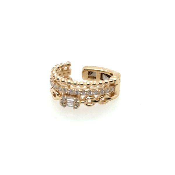 14K Yellow Gold Baguette and Round Diamond Ear Cuff Tom Cook Jeweler, Inc. Daytona Beach, FL