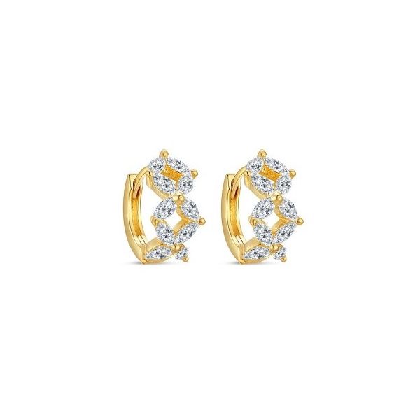 14Kt Yellow Gold Marquis Shape Diamond Huggie Hoop Earrings Tom Cook Jeweler, Inc. Daytona Beach, FL