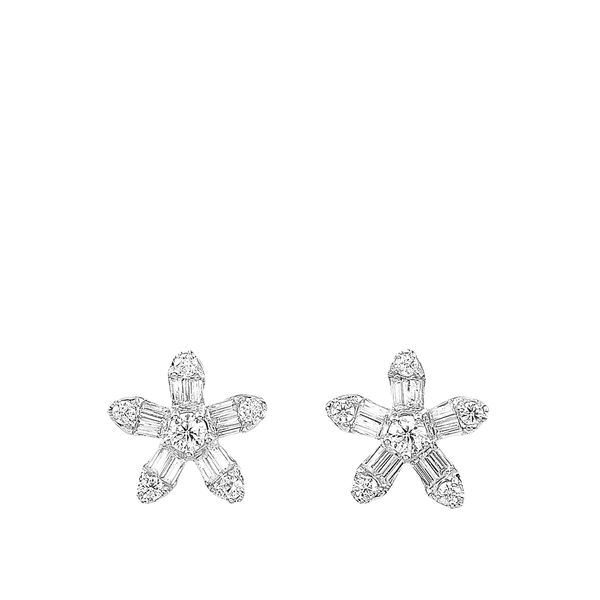 10 Karat White Gold Diamond Flower Stud Earrings Tom Cook Jeweler, Inc. Daytona Beach, FL