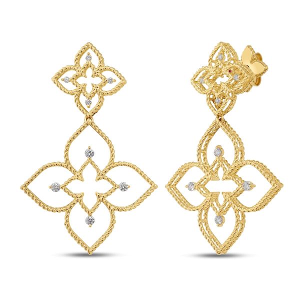 18K Yellow Gold Diamond Flower Earrings Tom Cook Jeweler, Inc. Daytona Beach, FL