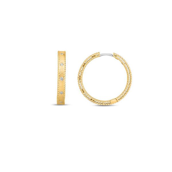 18K Yellow Gold Princess Diamond Hoop Earrings Tom Cook Jeweler, Inc. Daytona Beach, FL