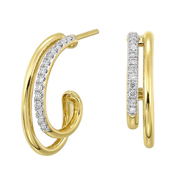 14 Karat Yellow Gold Diamond Hoop Earrings Tom Cook Jeweler, Inc. Daytona Beach, FL