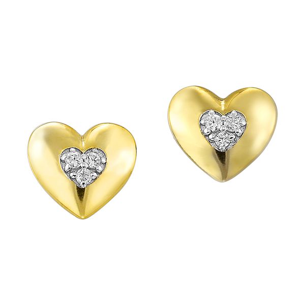10 Karat Yellow Gold Diamond Heart Stud Earrings Tom Cook Jeweler, Inc. Daytona Beach, FL