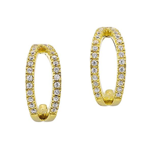 10K Yellow Gold Double Diamond Half Hoop Earrings Tom Cook Jeweler, Inc. Daytona Beach, FL