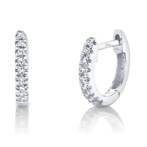 14K White Gold Diamond Huggie Hoop Earrings Tom Cook Jeweler, Inc. Daytona Beach, FL