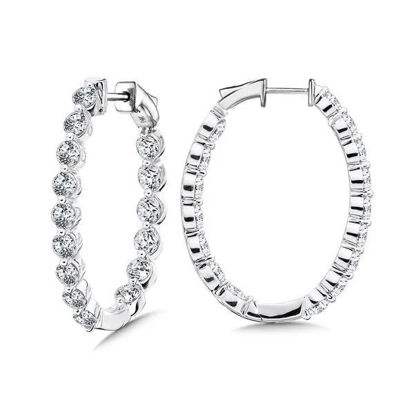 14Kt White Lab Grown Inside/Outside Diamond Hoop Earrings Tom Cook Jeweler, Inc. Daytona Beach, FL