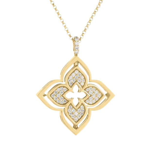 18K Yellow Gold Roberto Coin Mother of Pearl Diamond Pendant Necklace Image 2 Tom Cook Jeweler, Inc. Daytona Beach, FL