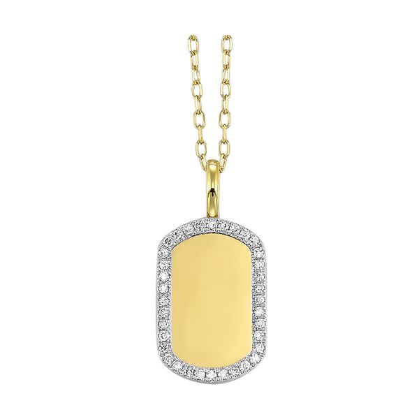 14K Yellow Gold Diamond Dog Tag Pendant Necklace Tom Cook Jeweler, Inc. Daytona Beach, FL