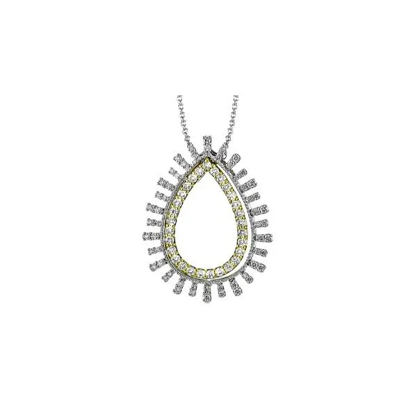 18K Yellow and White Gold Simon G Pear Shape Diamond Pendant Tom Cook Jeweler, Inc. Daytona Beach, FL