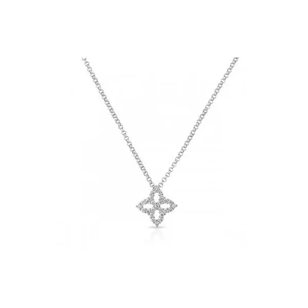 18K White Gold Roberto Coin Princess Flower Necklace Tom Cook Jeweler, Inc. Daytona Beach, FL