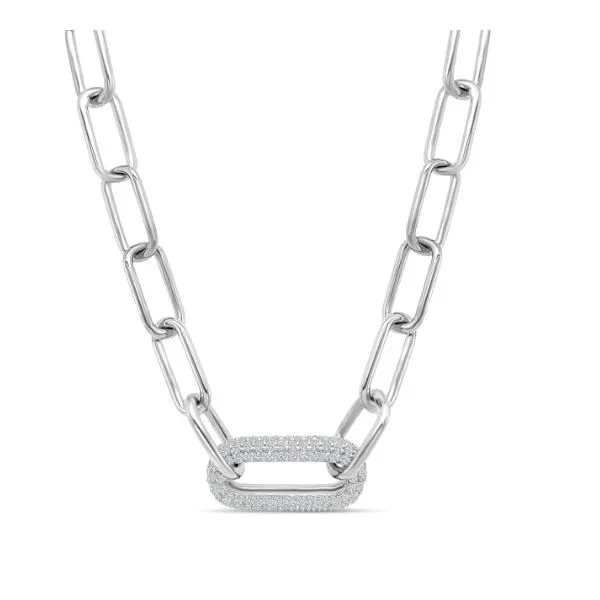 14K White Gold Diamond Paper Clip Link Necklace Tom Cook Jeweler, Inc. Daytona Beach, FL