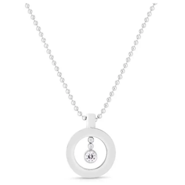 18K White Gold Shiny Diamond Baby "O" Pendant Necklace Tom Cook Jeweler, Inc. Daytona Beach, FL