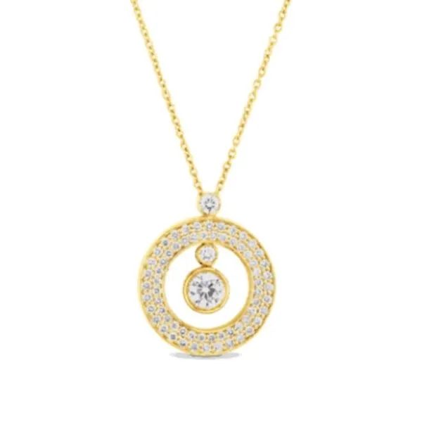 18K Yellow Gold Mini Pave Diamond "O" Pendant Necklace Tom Cook Jeweler, Inc. Daytona Beach, FL