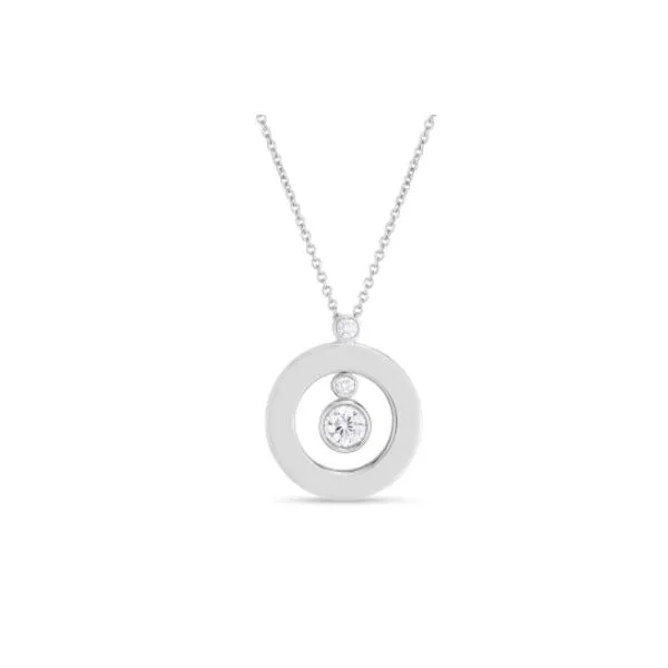 18K White Gold Mini Shiny Diamond "O" Pendant Necklace Tom Cook Jeweler, Inc. Daytona Beach, FL