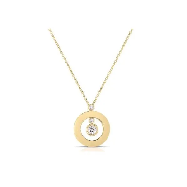 18K Yellow Gold Mini Shiny Diamond "O" Pendant Necklace Tom Cook Jeweler, Inc. Daytona Beach, FL
