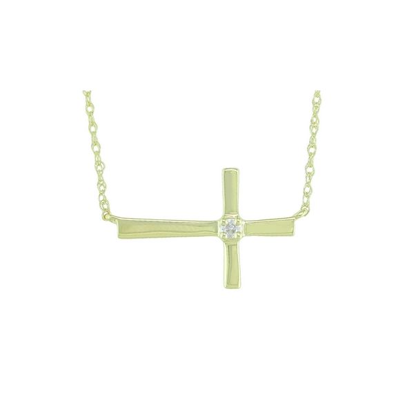 14K Yellow Gold Diamond Sideways Cross Pendant Tom Cook Jeweler, Inc. Daytona Beach, FL