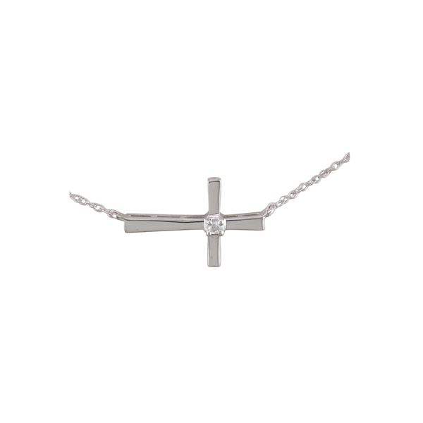 14K White Gold Diamond Sideways Cross Pendant Tom Cook Jeweler, Inc. Daytona Beach, FL