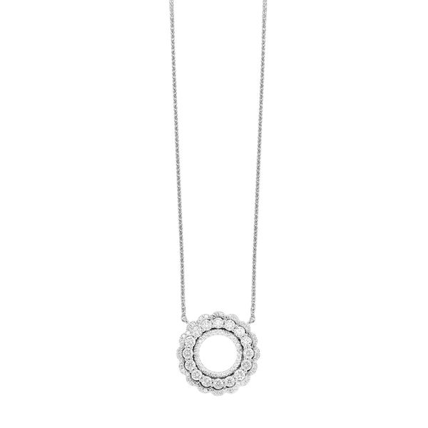 14K White Gold Diamond Circle Pendant Necklace Tom Cook Jeweler, Inc. Daytona Beach, FL
