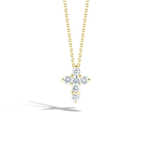18 Karat Yellow Gold Large Baby Diamond Cross Pendant Tom Cook Jeweler, Inc. Daytona Beach, FL