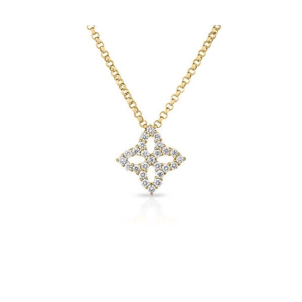 18K Yellow Gold Diamond Princess Pendant Necklace Tom Cook Jeweler, Inc. Daytona Beach, FL