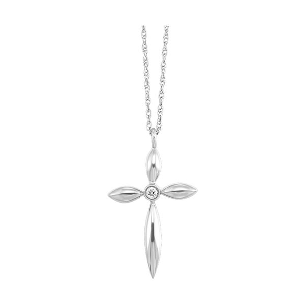 10 Karat White Gold Bezel Set Diamond Cross Pendant Necklace Tom Cook Jeweler, Inc. Daytona Beach, FL