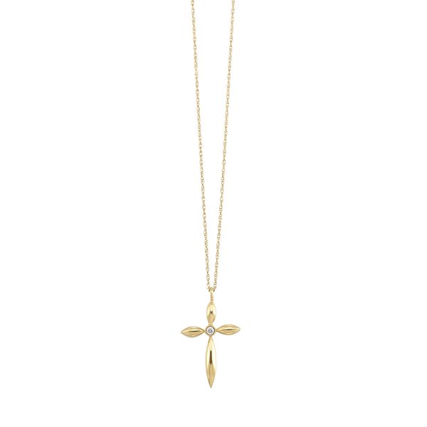 10 Karat Yellow Gold Bezel Set Diamond Cross Pendant Necklace Tom Cook Jeweler, Inc. Daytona Beach, FL