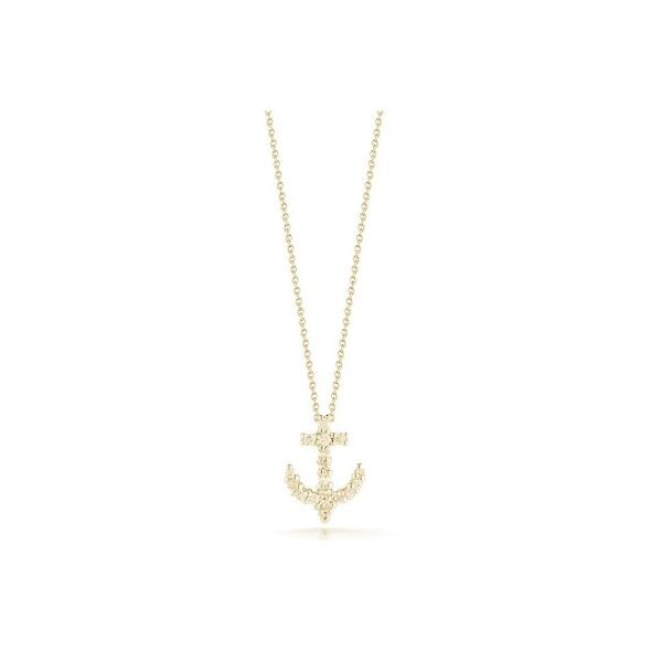 18 Karat Yellow Gold Roberto Coin Anchor Diamond Pendant Necklace Tom Cook Jeweler, Inc. Daytona Beach, FL