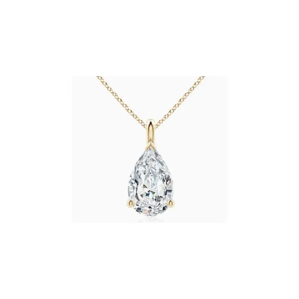 14K Yellow Lab Grown Pear Shape Solitaire Pendant Necklace Tom Cook Jeweler, Inc. Daytona Beach, FL