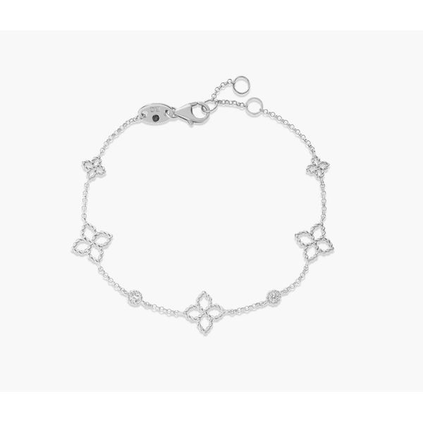 18K White Gold Diamond Flower Station Bracelet Tom Cook Jeweler, Inc. Daytona Beach, FL