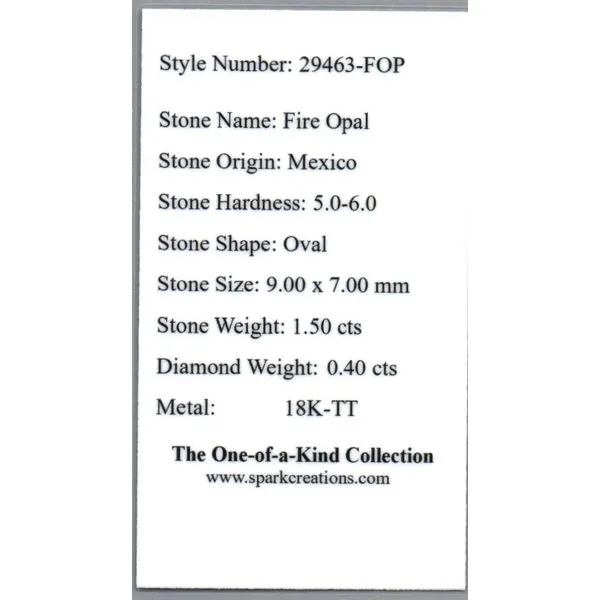 18 Karat Yellow and White Gold Fire Opal and Diamond Fashion Ring Image 2 Tom Cook Jeweler, Inc. Daytona Beach, FL