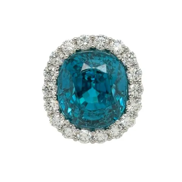 18 Karat White Gold Blue Zircon and Diamond Fashion Ring Image 2 Tom Cook Jeweler, Inc. Daytona Beach, FL