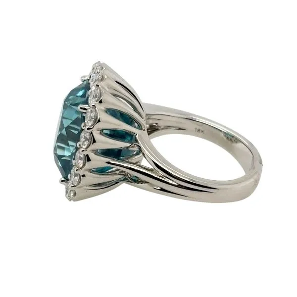18 Karat White Gold Blue Zircon and Diamond Fashion Ring Image 3 Tom Cook Jeweler, Inc. Daytona Beach, FL