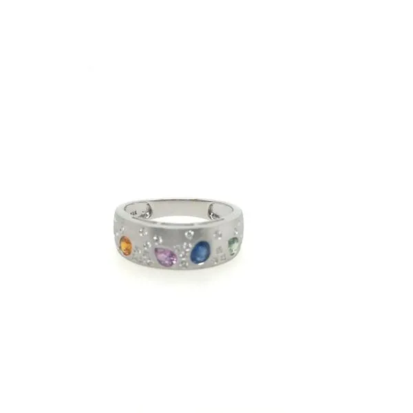 14K White Gold Multi Color Sapphire and Diamond Ring Tom Cook Jeweler, Inc. Daytona Beach, FL