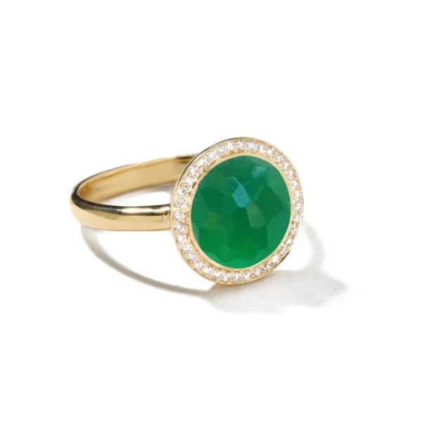18K Yellow Gold Ippolita Mini Lollipop Green Agate and Diamond Ring Tom Cook Jeweler, Inc. Daytona Beach, FL