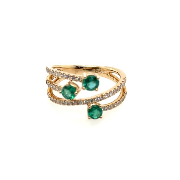 14 Karat Yellow Emerald and Diamond Fashion Ring Tom Cook Jeweler, Inc. Daytona Beach, FL