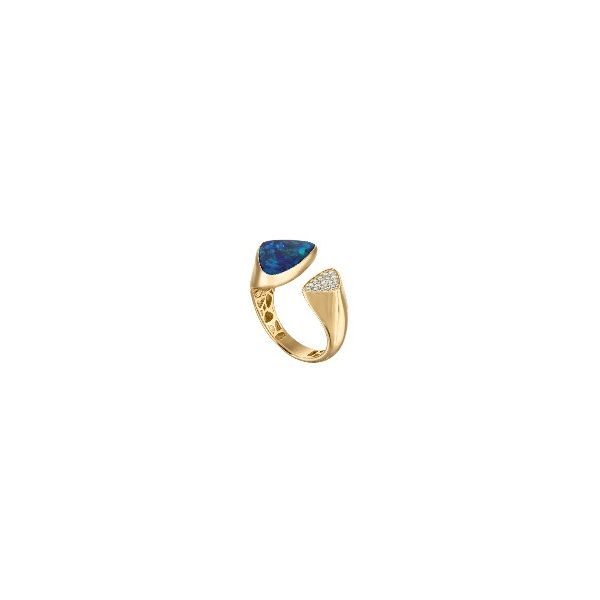 14 Karat Yellow Gold Australian Opal Doublet and Diamond Fashion Ring Tom Cook Jeweler, Inc. Daytona Beach, FL