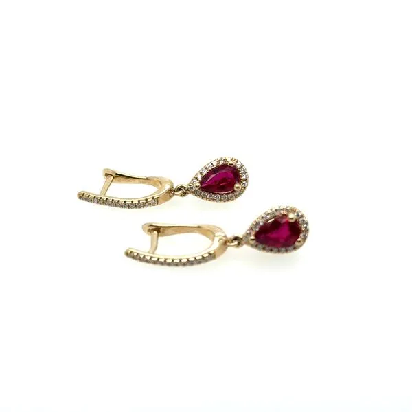 Ruby and Diamond Halo Drop Earrings Tom Cook Jeweler, Inc. Daytona Beach, FL
