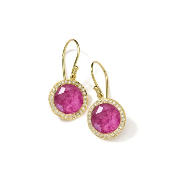18K Yellow Gold African Ruby and Rock Crystal Drop Earrings Tom Cook Jeweler, Inc. Daytona Beach, FL