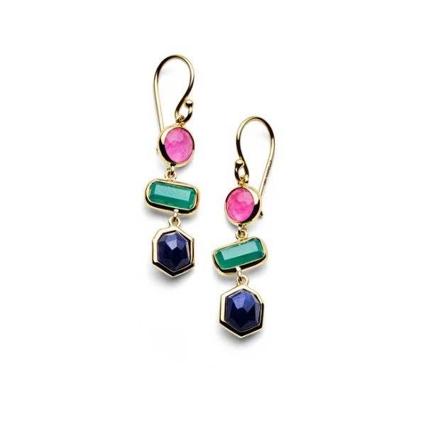 18K Yellow Gold African Ruby, Green Agate, and Lapis Drop Earrings Tom Cook Jeweler, Inc. Daytona Beach, FL