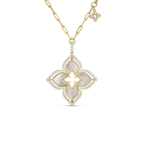 18K Yellow Gold Mother of Pearl Diamond Necklace Image 2 Tom Cook Jeweler, Inc. Daytona Beach, FL