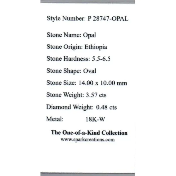 18K White Gold Opal and Diamond Halo Pendant Necklace Image 2 Tom Cook Jeweler, Inc. Daytona Beach, FL