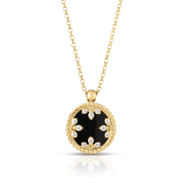 18K Yellow Gold Black Jade Diamond Medallion Pendant Image 2 Tom Cook Jeweler, Inc. Daytona Beach, FL