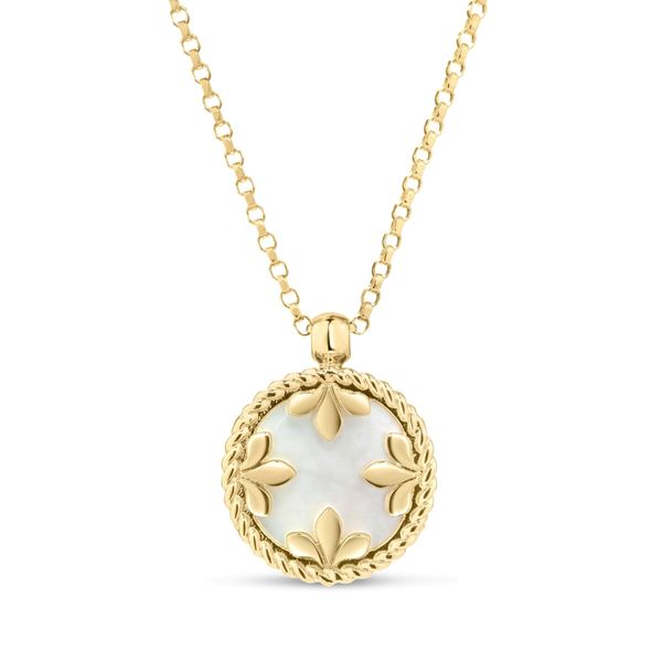 18K Yellow Pink Opal and Diamond Princess Pendant Necklace Image 3 Tom Cook Jeweler, Inc. Daytona Beach, FL