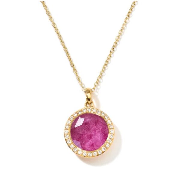 18 Karat Yellow Gold Ippolita African Ruby Rock Crystal Diamond Pendant Necklace Tom Cook Jeweler, Inc. Daytona Beach, FL