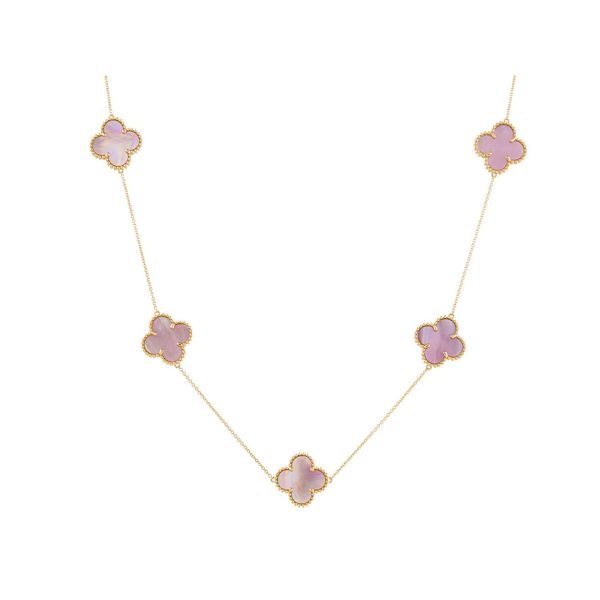 14K Yellow Pink Mother of Pearl Clover Style Necklace Tom Cook Jeweler, Inc. Daytona Beach, FL