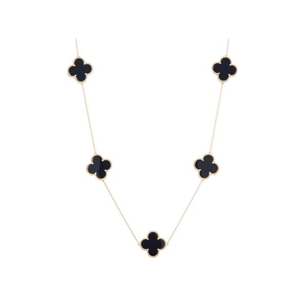 14K Yellow Black Onyx Clover Necklace Tom Cook Jeweler, Inc. Daytona Beach, FL