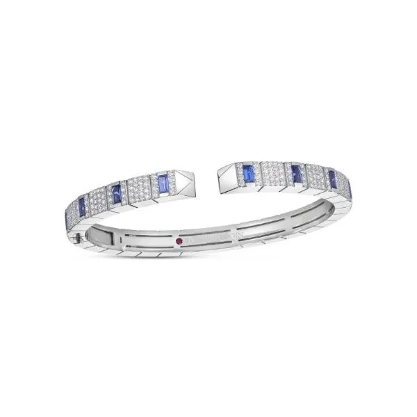 18 Karat White Gold Diamond and Sapphire Bangle Bracelet Tom Cook Jeweler, Inc. Daytona Beach, FL